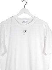 Tricou GYMSHARK alb mărime M detaliu material și croială second-hand premium