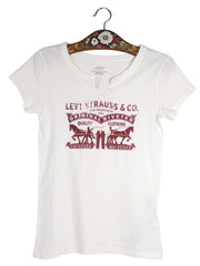 Tricou Levi's alb mărime XS vedere din față second-hand premium