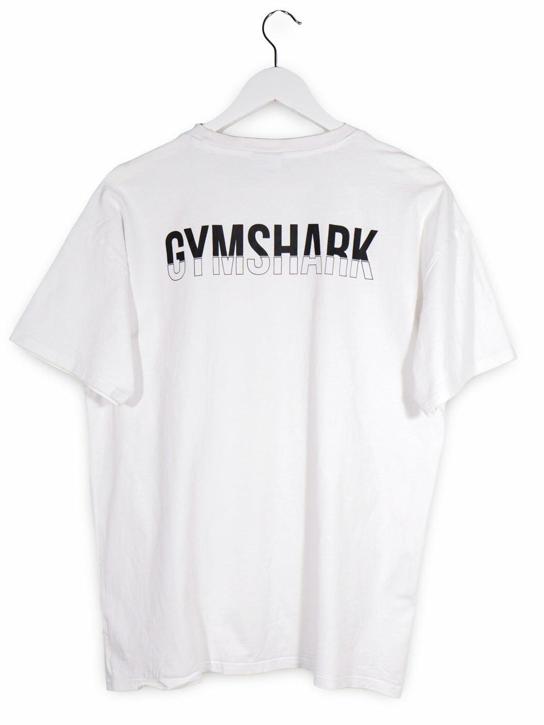 Tricou GYMSHARK alb mărime M vedere din spate second-hand premium