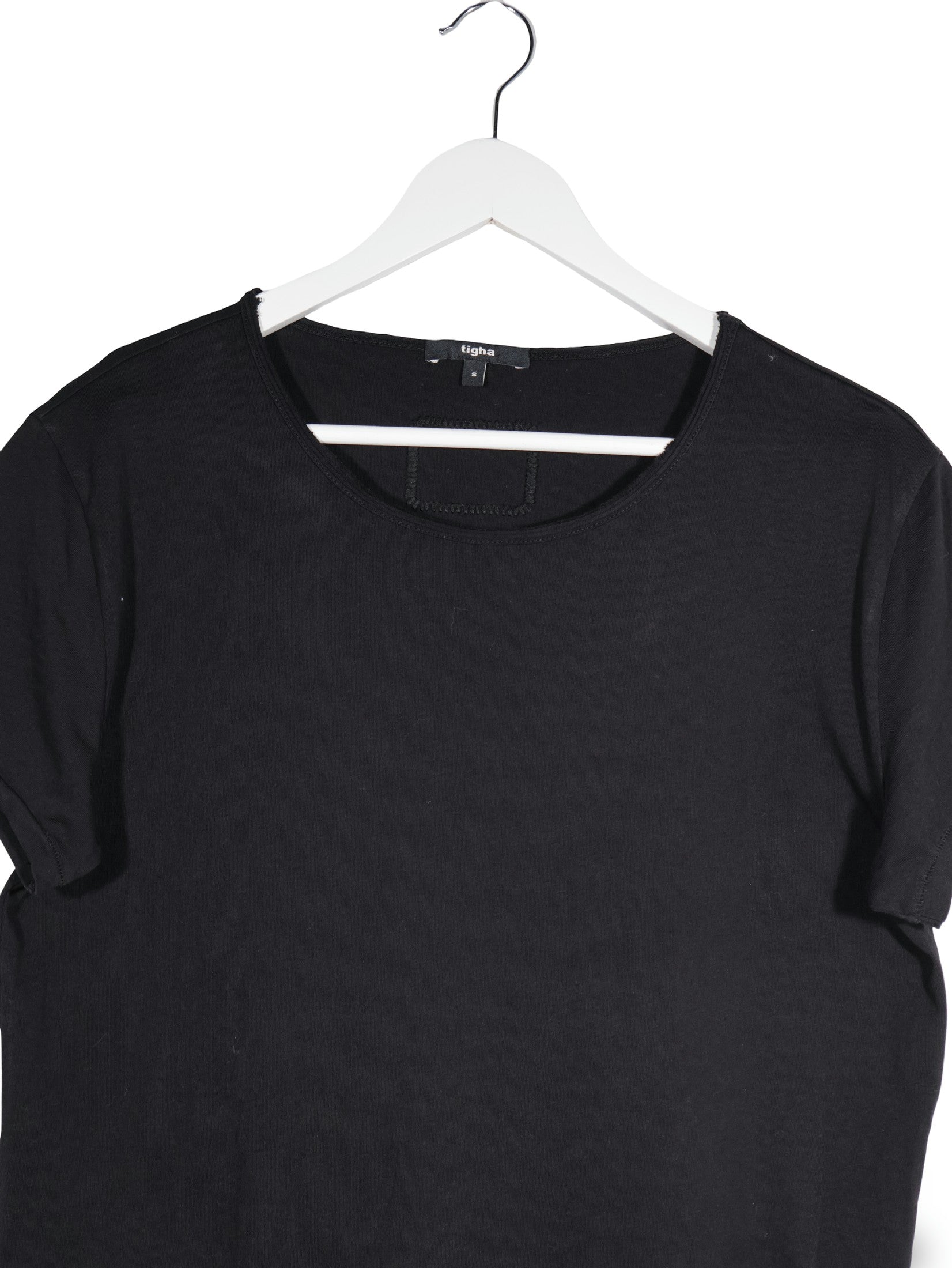 Tricou tigha negru mărime S detaliu material și croială second-hand premium