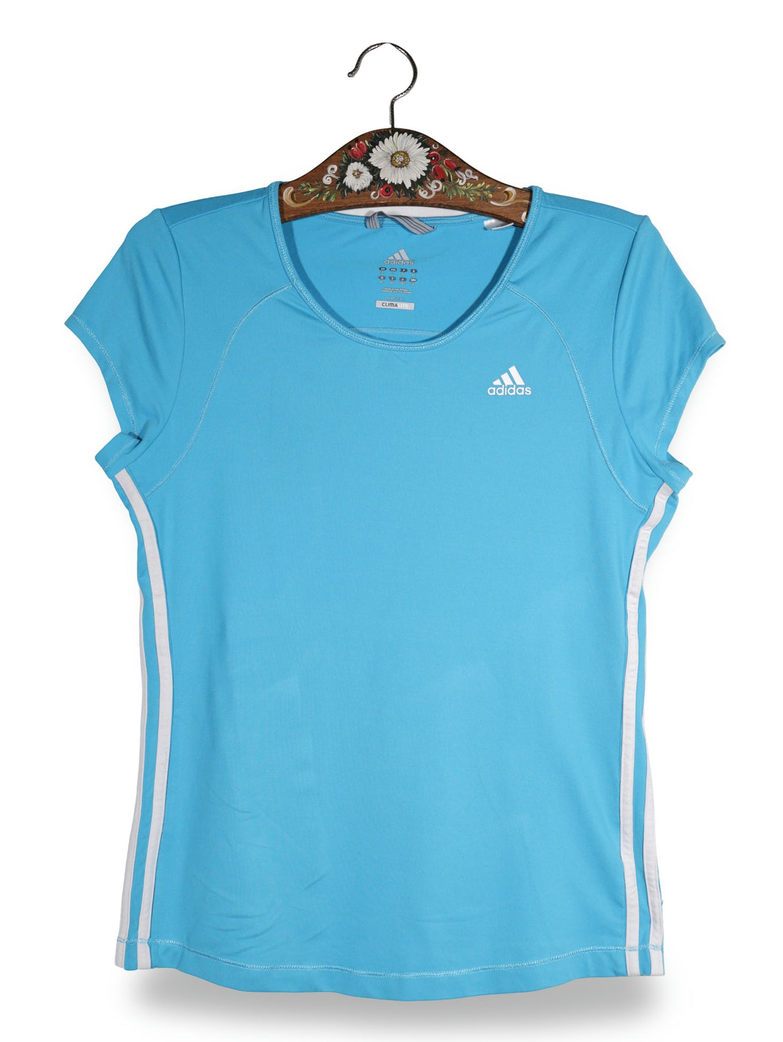 Tricou Adidas albastru deschis mărime L vedere din față second-hand premium