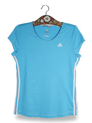 Tricou Adidas albastru deschis mărime L vedere din față second-hand premium