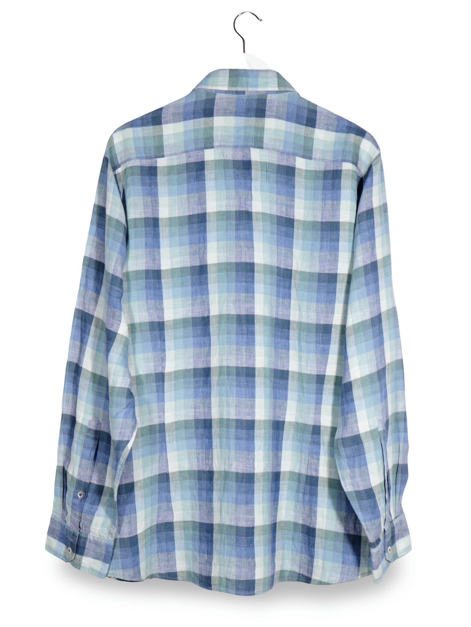 Camasa OLYMP albastru, bleu, verde, alb mărime XXL vedere din spate second-hand premium