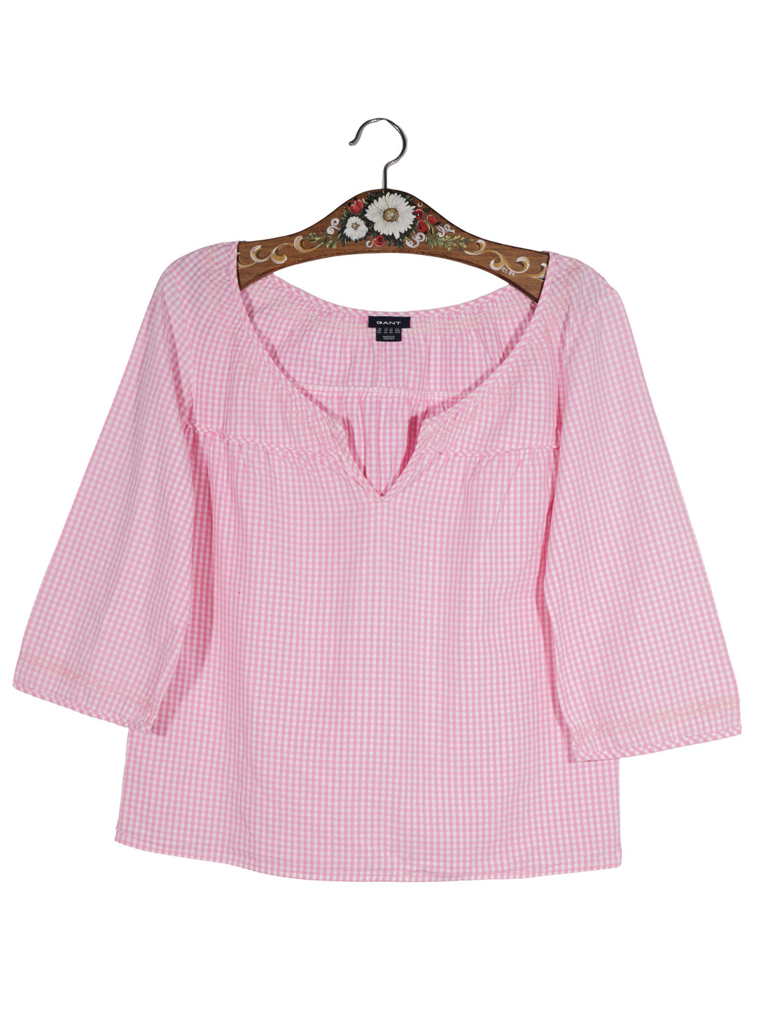 Bluza GANT roz alb mărime S vedere din față second-hand premium