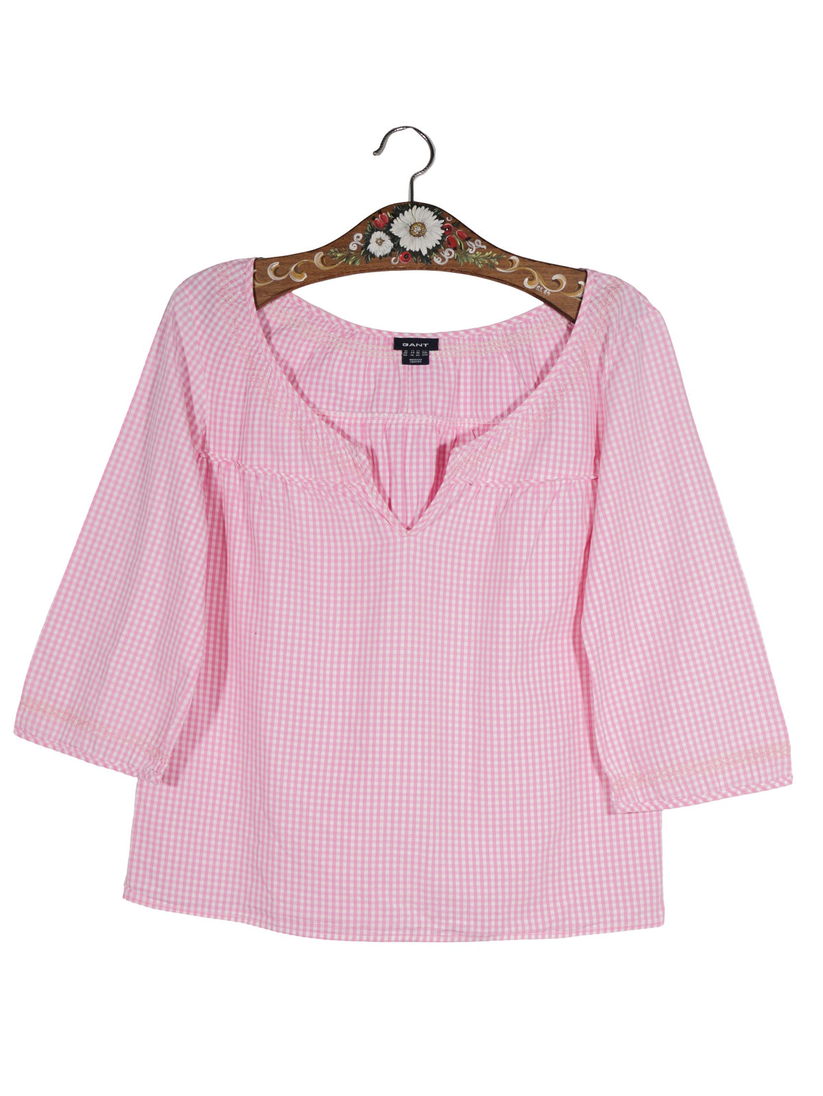 Bluza GANT roz alb mărime S vedere din față second-hand premium