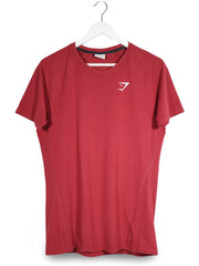 Tricou Gymshark roșu mărime M vedere din față second-hand premium