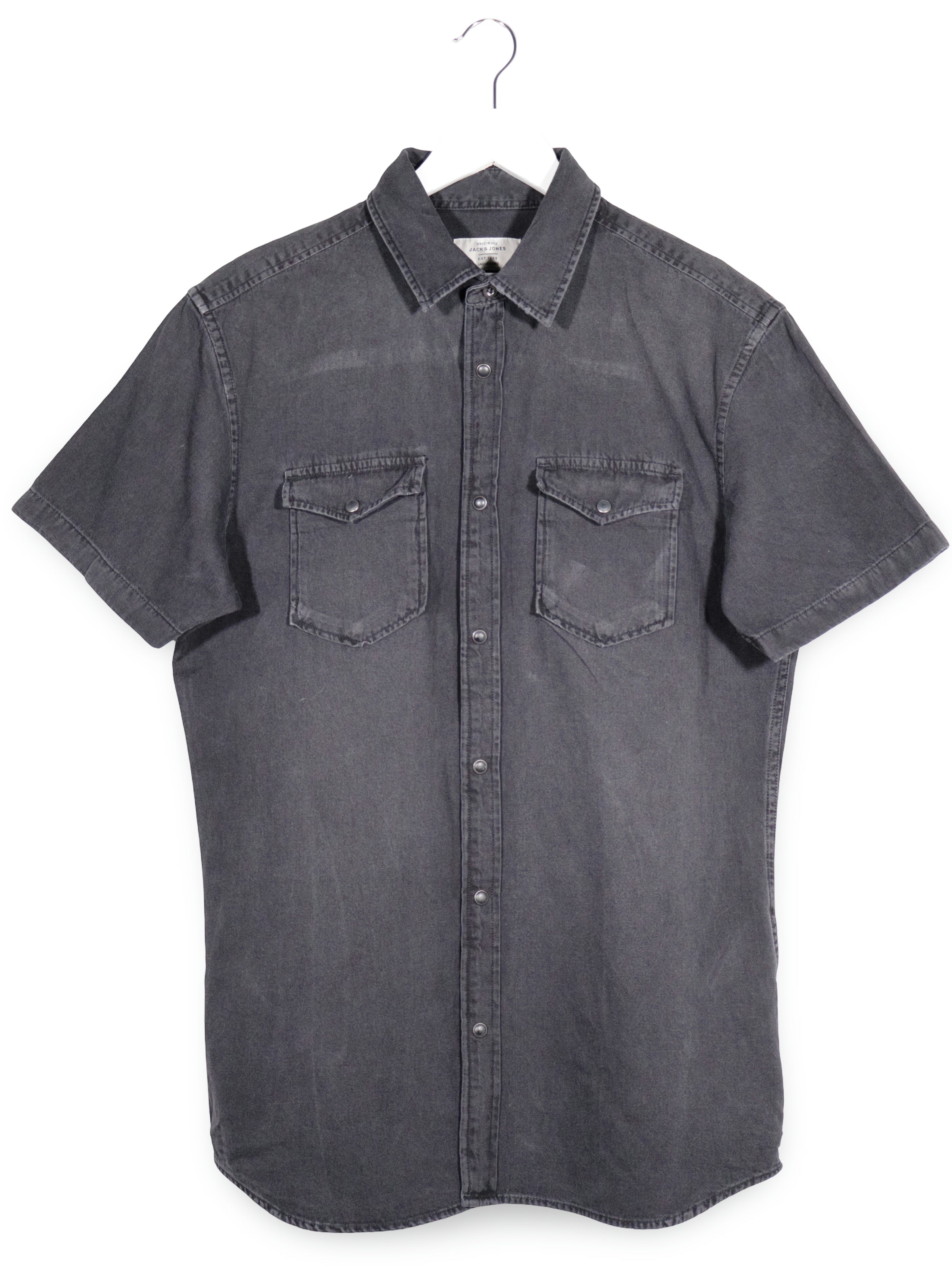 Camasa Jack & Jones negru spălăcit mărime L vedere din față second-hand premium