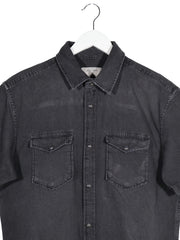 Camasa Jack & Jones negru spălăcit mărime L detaliu material și croială second-hand premium