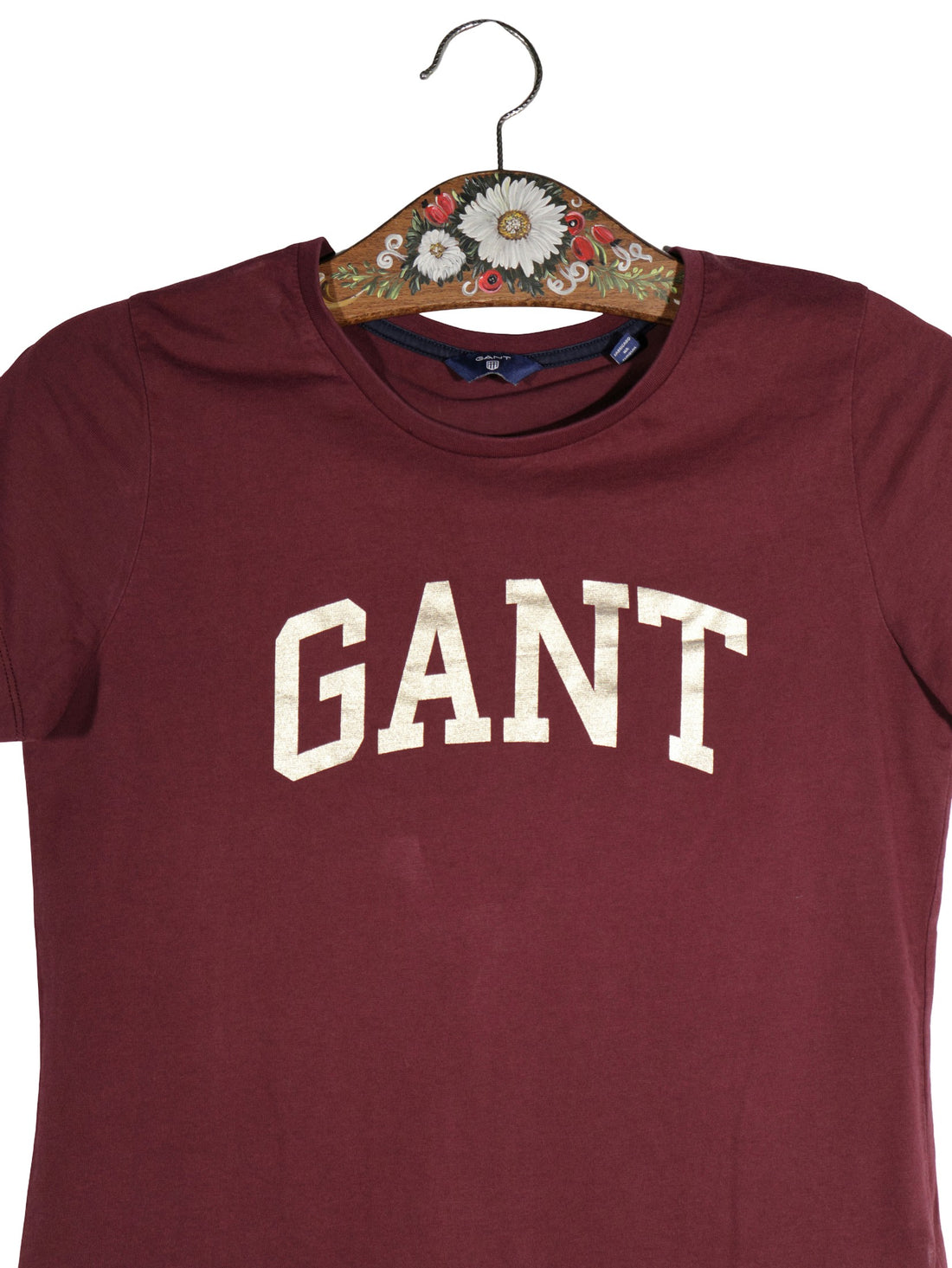 Tricou GANT bordo mărime S detaliu material și croială second-hand premium
