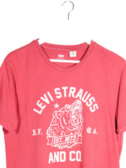 Tricou Levi's roșu mărime L detaliu material și croială second-hand premium
