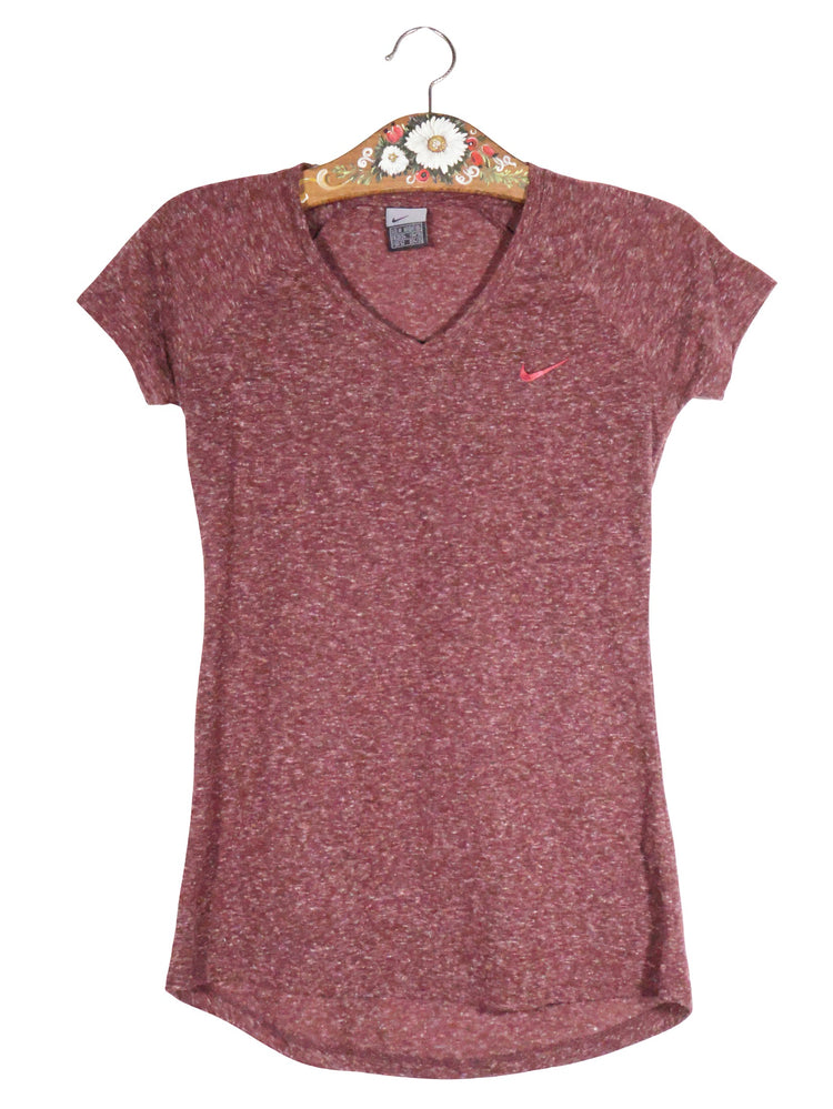 Tricou Nike bordo melanj mărime M vedere din față second-hand premium