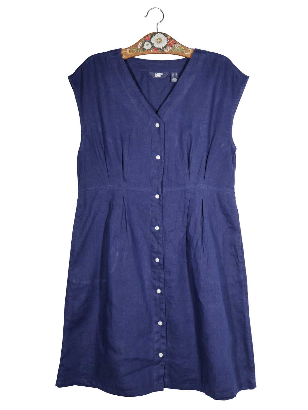Rochie Lands' End albastru închis mărime M vedere din față second-hand premium