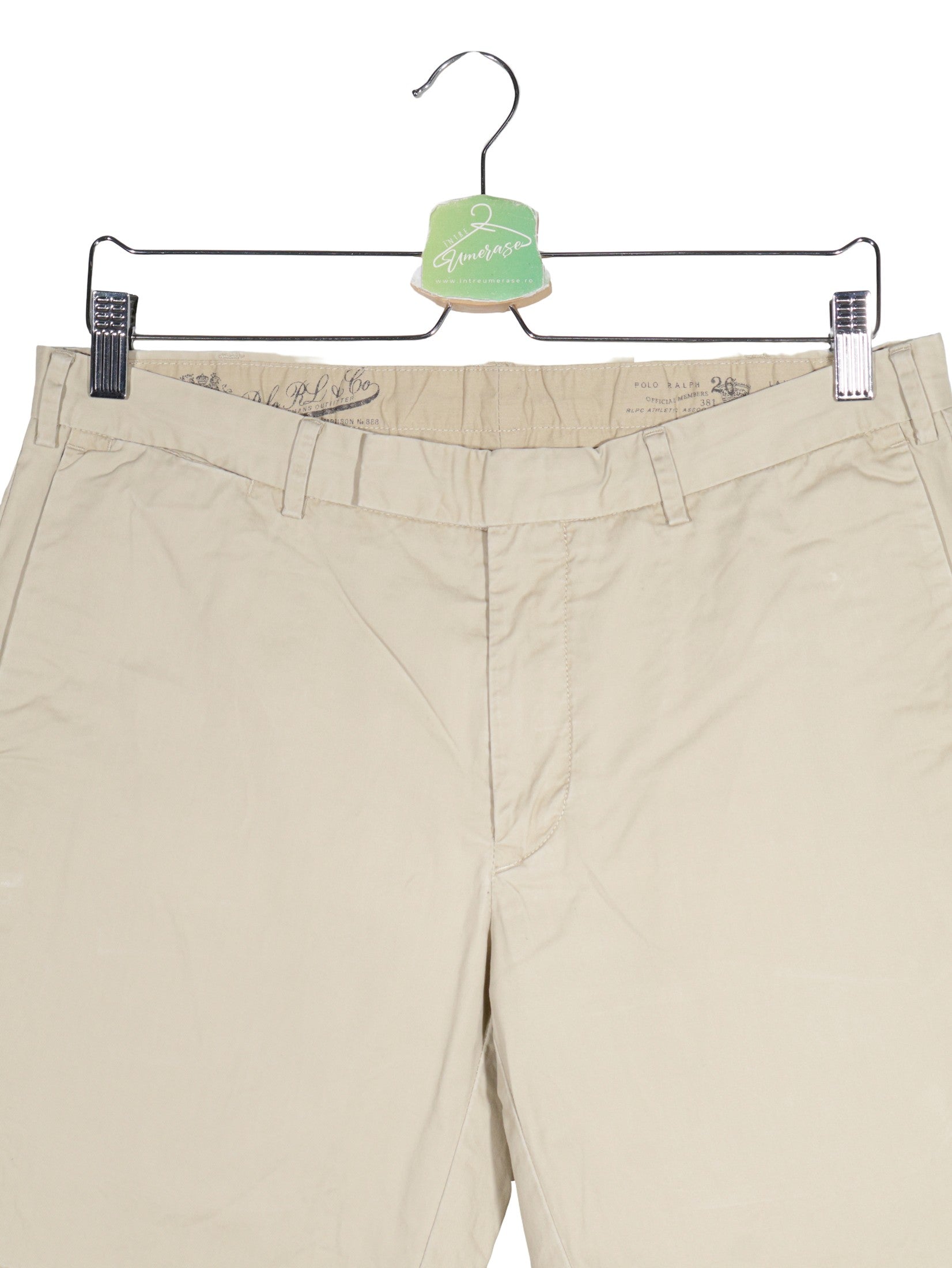 Pantaloni scurti Ralph Lauren bej mărime M detaliu material și croială second-hand premium