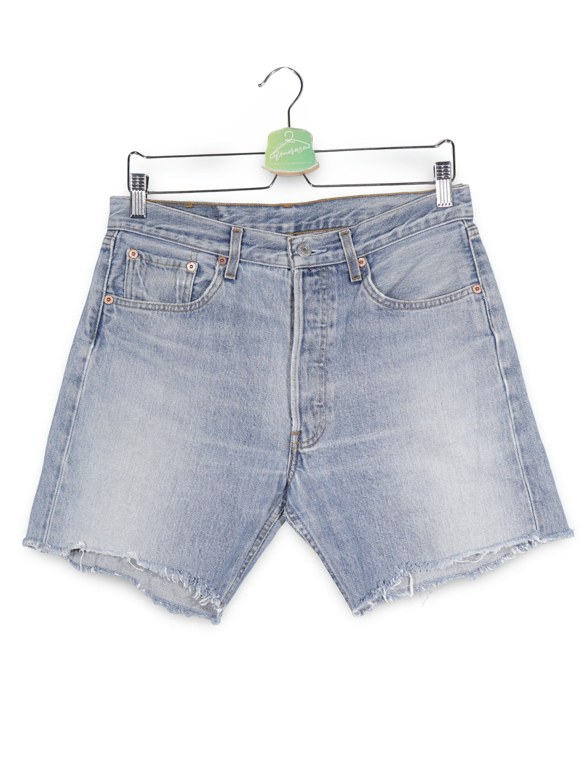Blugi scurti Levi's albastru deschis mărime S vedere din față second-hand premium
