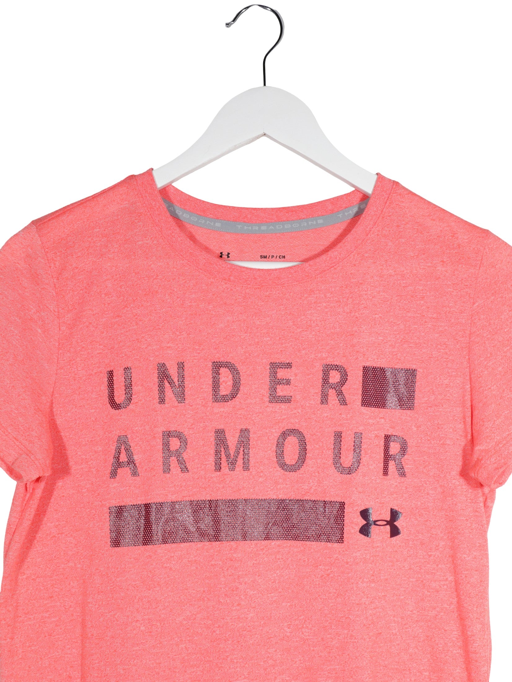 Tricou Under Armour coral / roz coral melanj mărime S detaliu material și croială second-hand premium