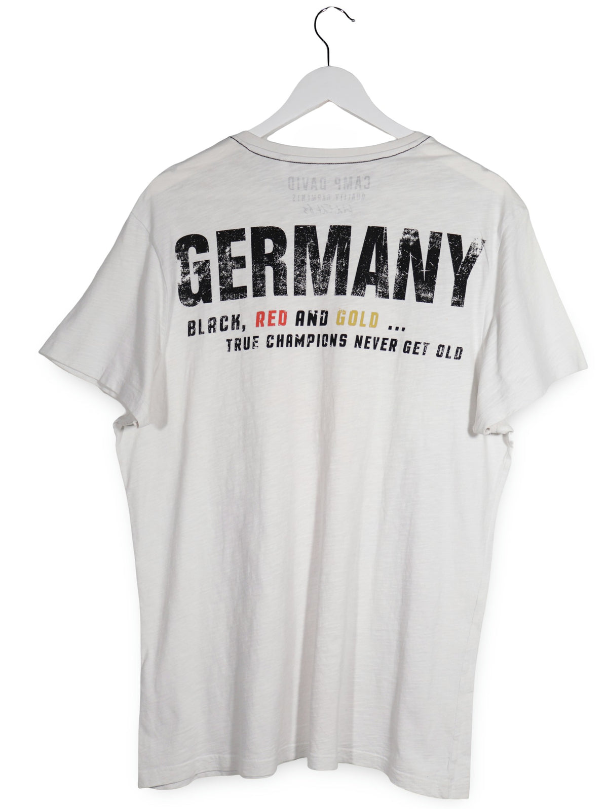 Tricou Camp David alb mărime L vedere din spate second-hand premium