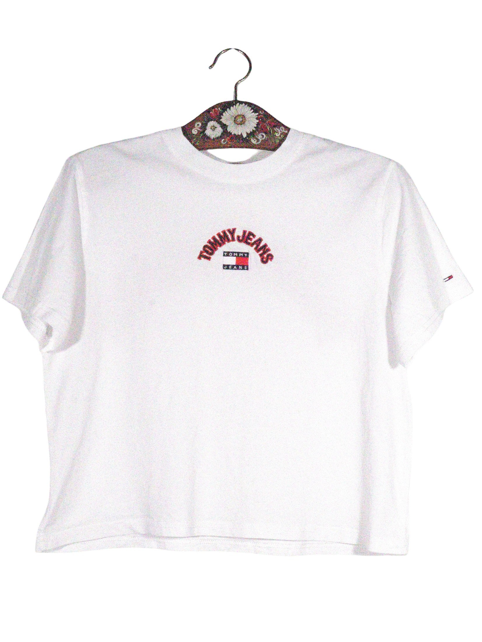 Tricou Tommy Jeans alb mărime M vedere din față second-hand premium