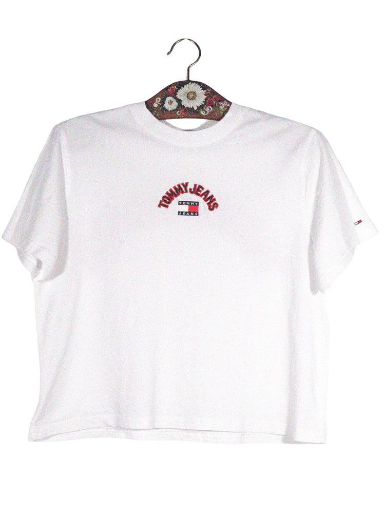 Tricou Tommy Jeans alb mărime M vedere din față second-hand premium