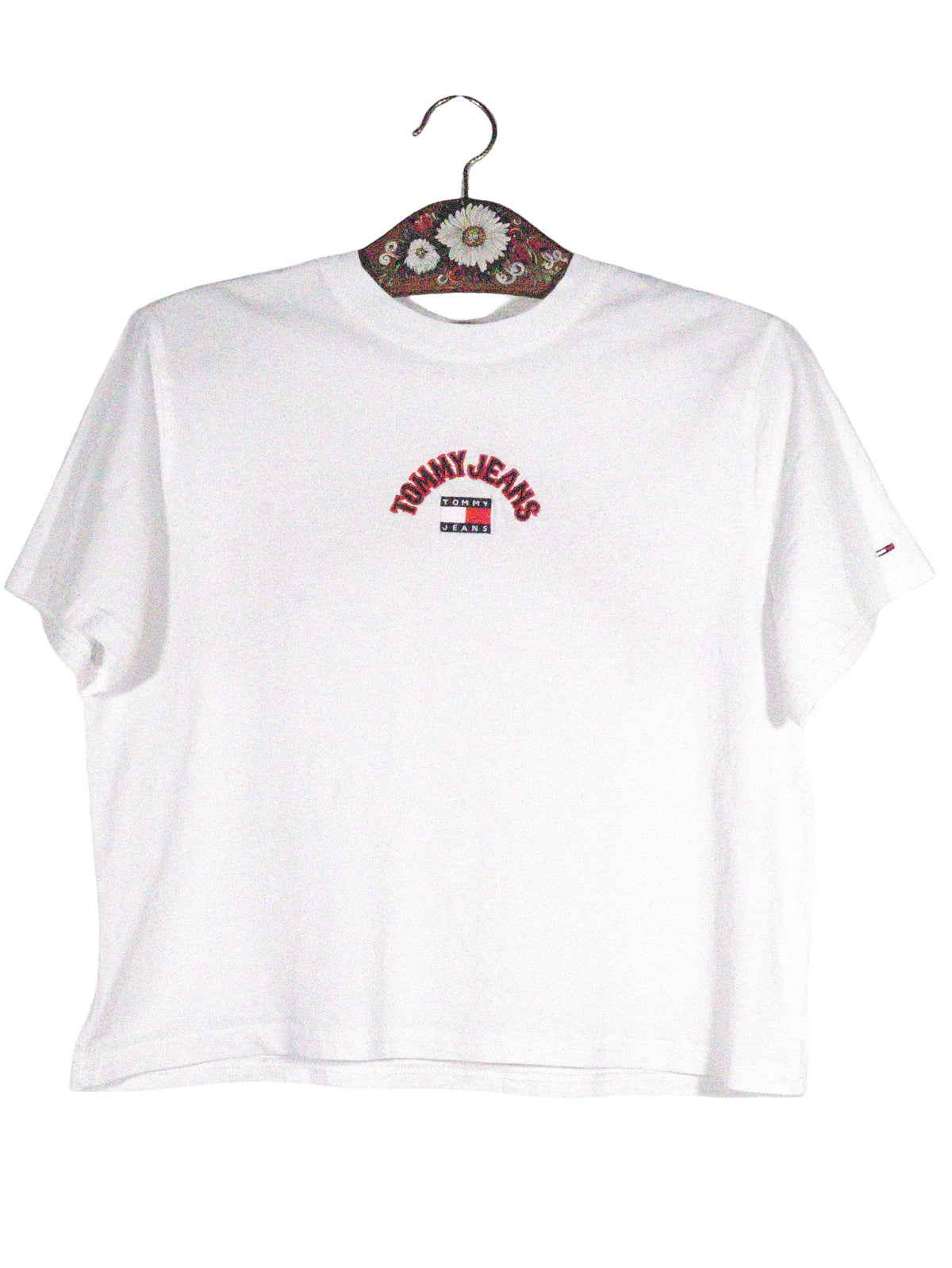 Tricou Tommy Jeans alb mărime M vedere din față second-hand premium
