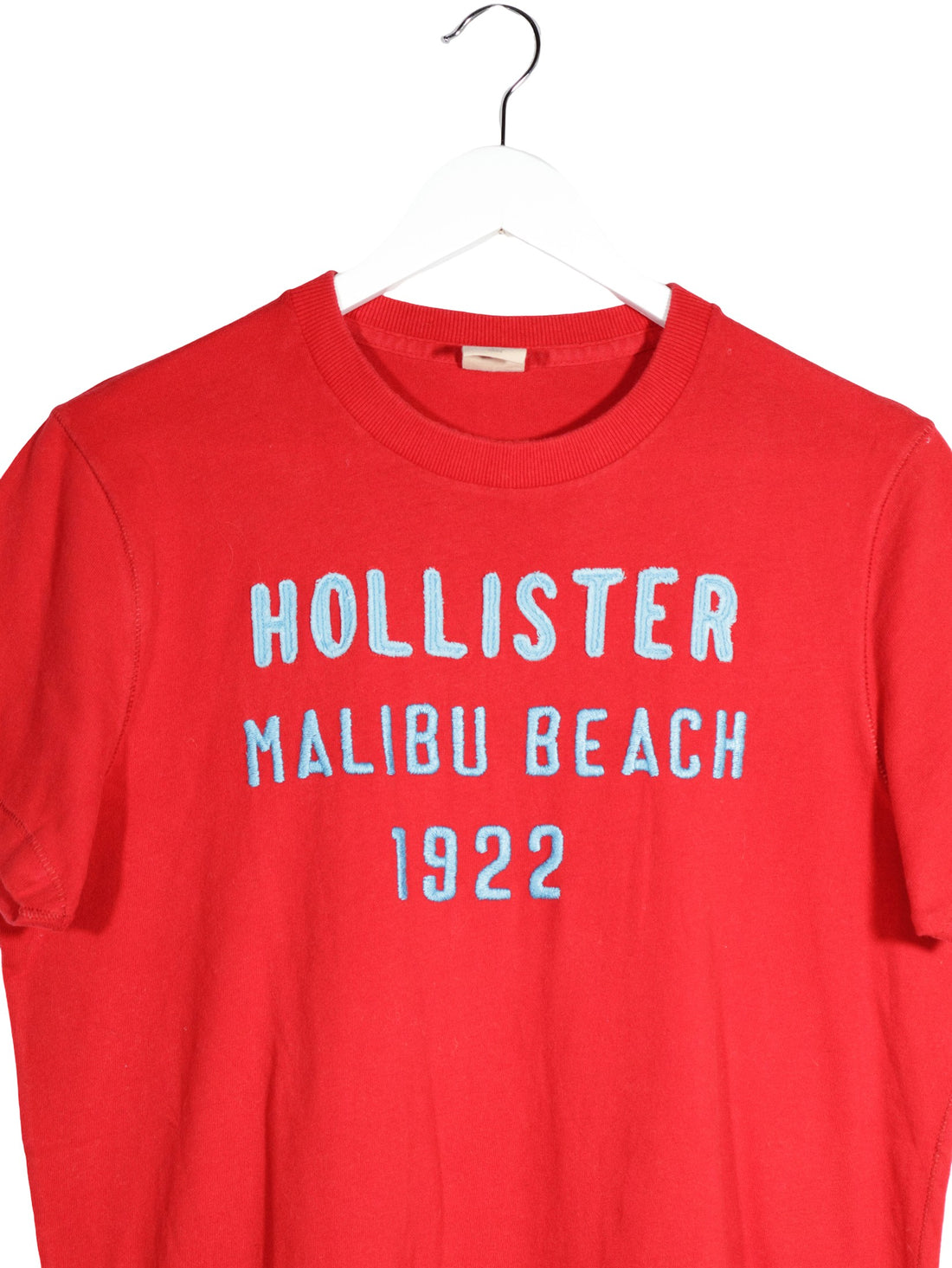 Tricou Hollister roșu mărime L detaliu material și croială second-hand premium