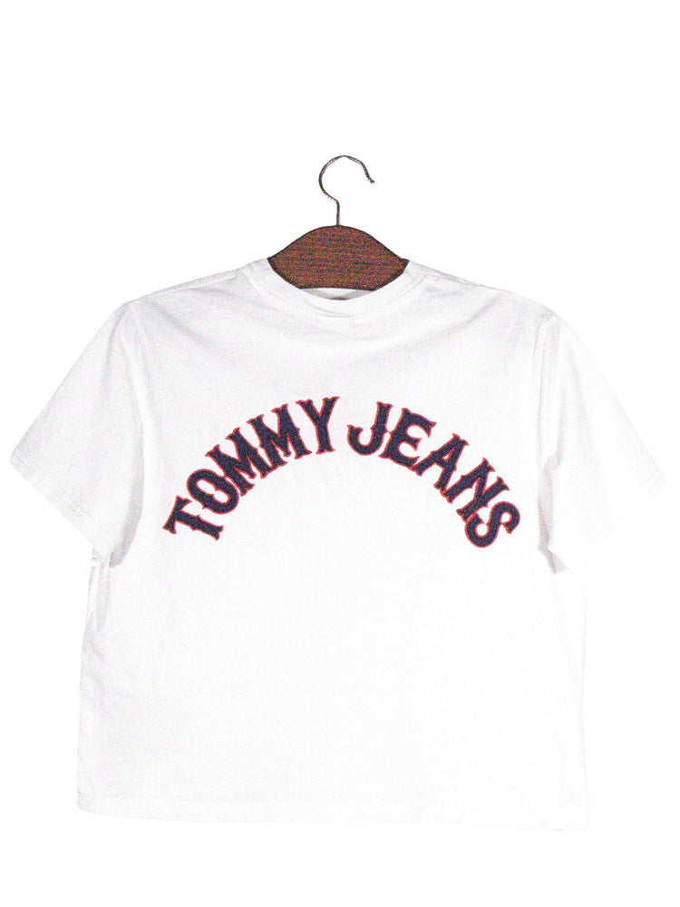 Tricou Tommy Jeans alb mărime M vedere din spate second-hand premium