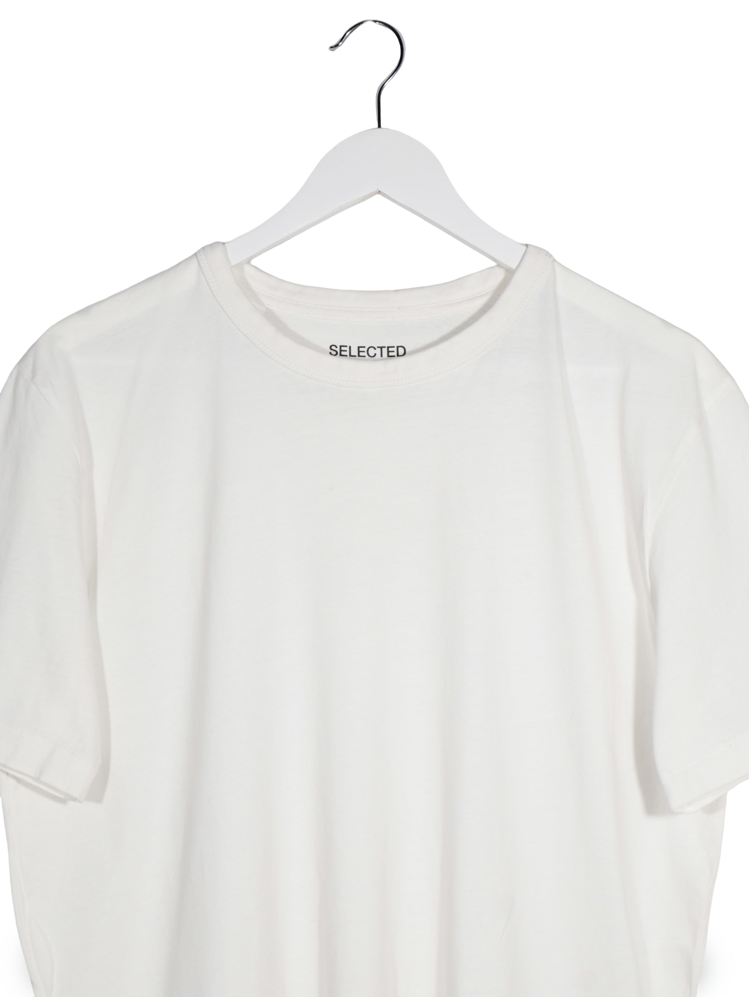 Tricou SELECTED HOMME alb mărime M detaliu material și croială second-hand premium