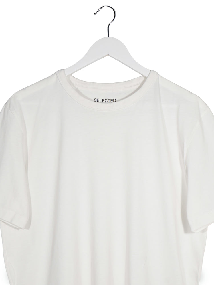 Tricou SELECTED HOMME alb mărime M detaliu material și croială second-hand premium