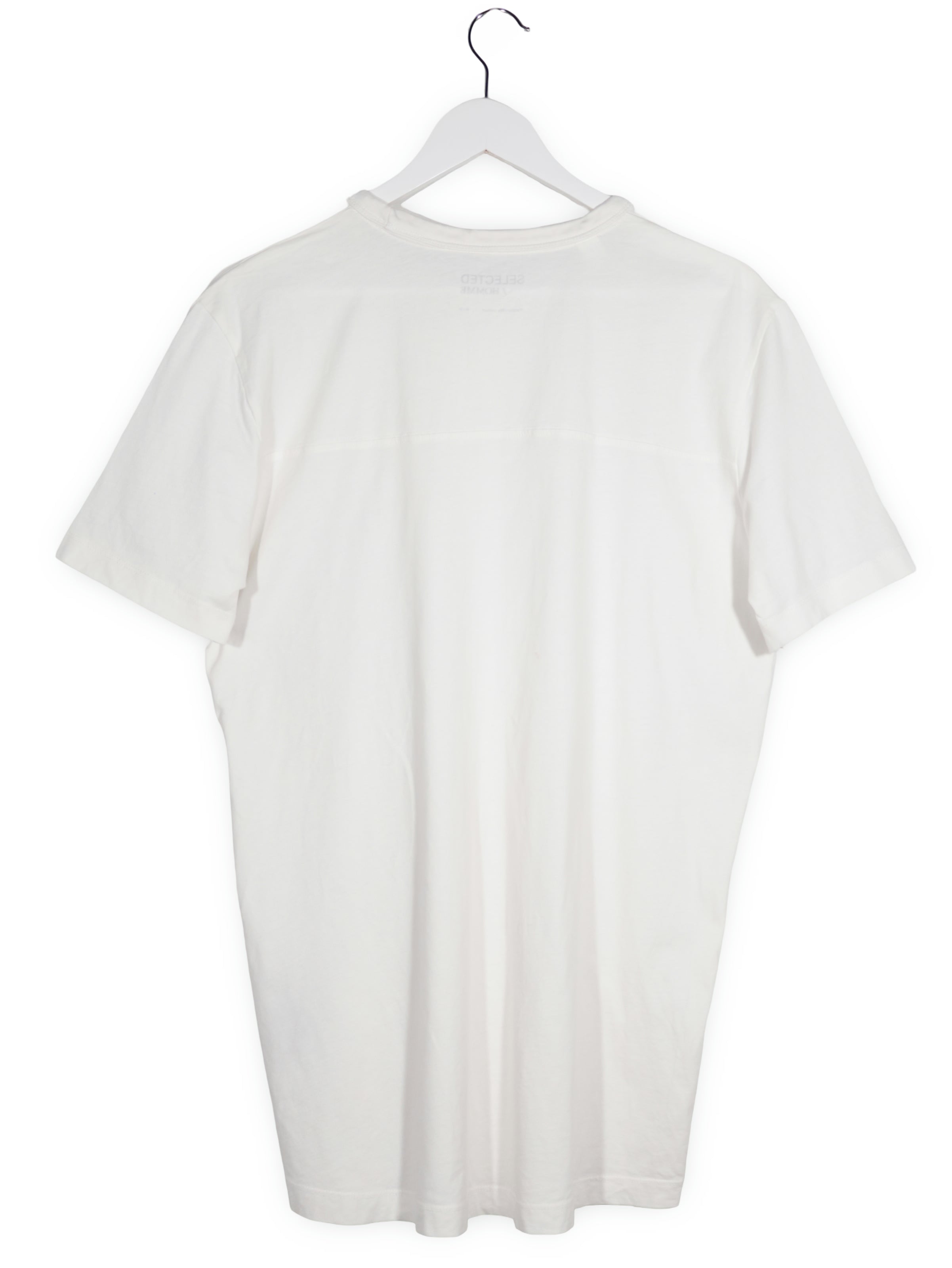 Tricou SELECTED HOMME alb mărime M vedere din spate second-hand premium