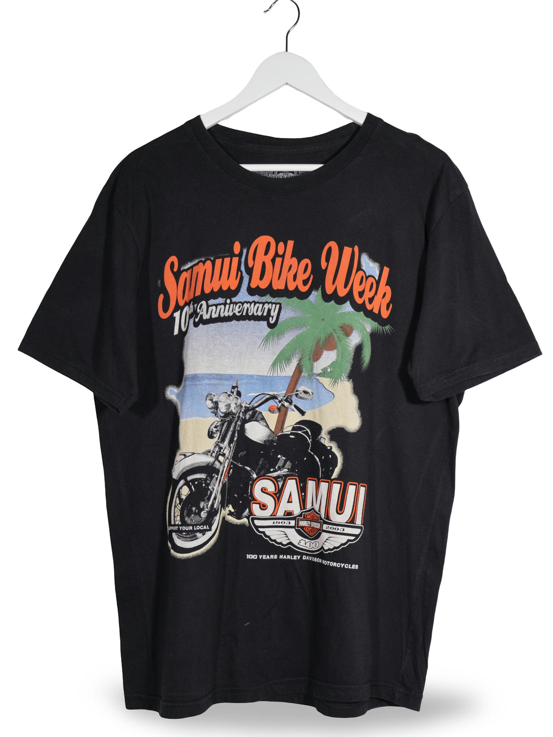 Tricou Harley-Davidson negru mărime L vedere din față second-hand premium