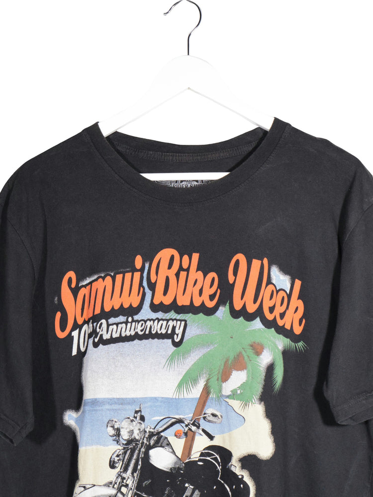 Tricou Harley-Davidson negru mărime L detaliu material și croială second-hand premium