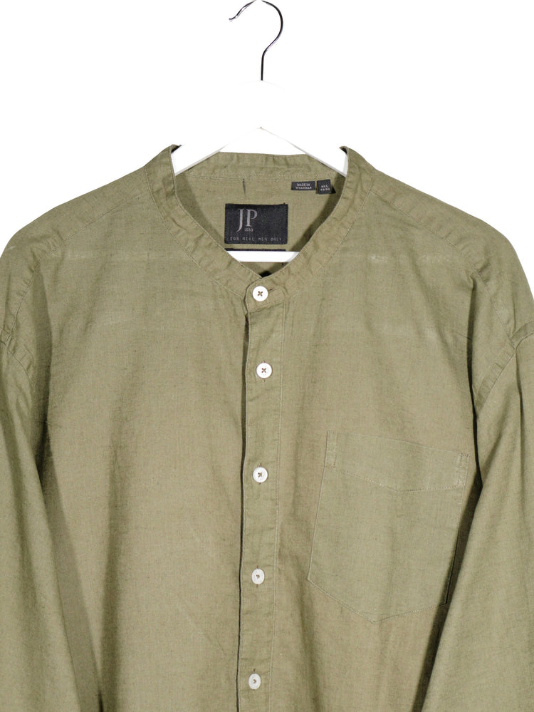 Camasa JP 1880 verde kaki mărime 4XL+ detaliu material și croială second-hand premium