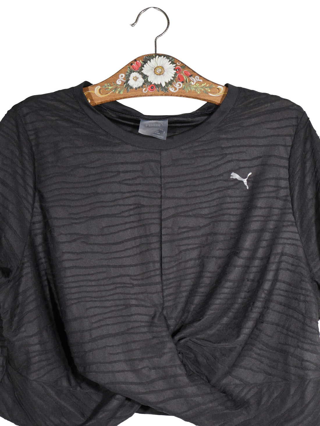 Tricou PUMA negru mărime XXL detaliu material și croială second-hand premium