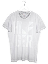 Tricou Tommy Hilfiger gri deschis mărime XL vedere din față second-hand premium