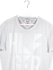 Tricou Tommy Hilfiger gri deschis mărime XL detaliu material și croială second-hand premium