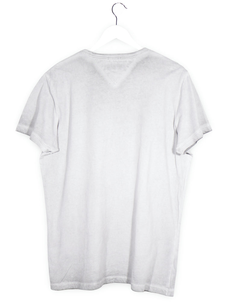 Tricou Tommy Hilfiger gri deschis mărime XL vedere din spate second-hand premium