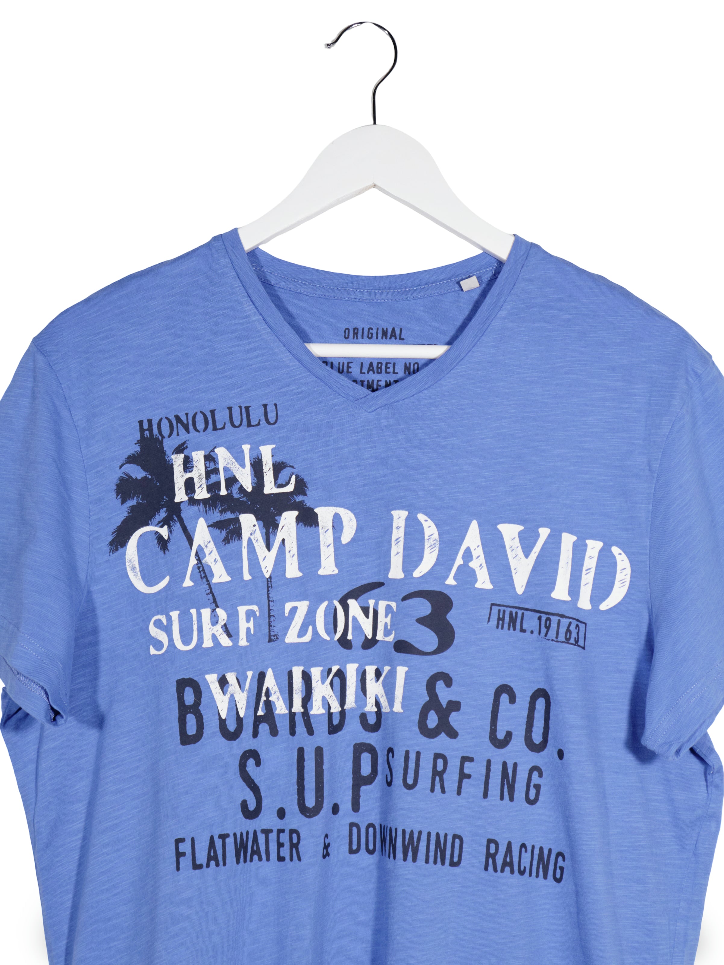 Tricou Camp David albastru mărime M detaliu material și croială second-hand premium