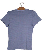 Tricou Levi's bleu cu dungi fine negre mărime M vedere din spate second-hand premium