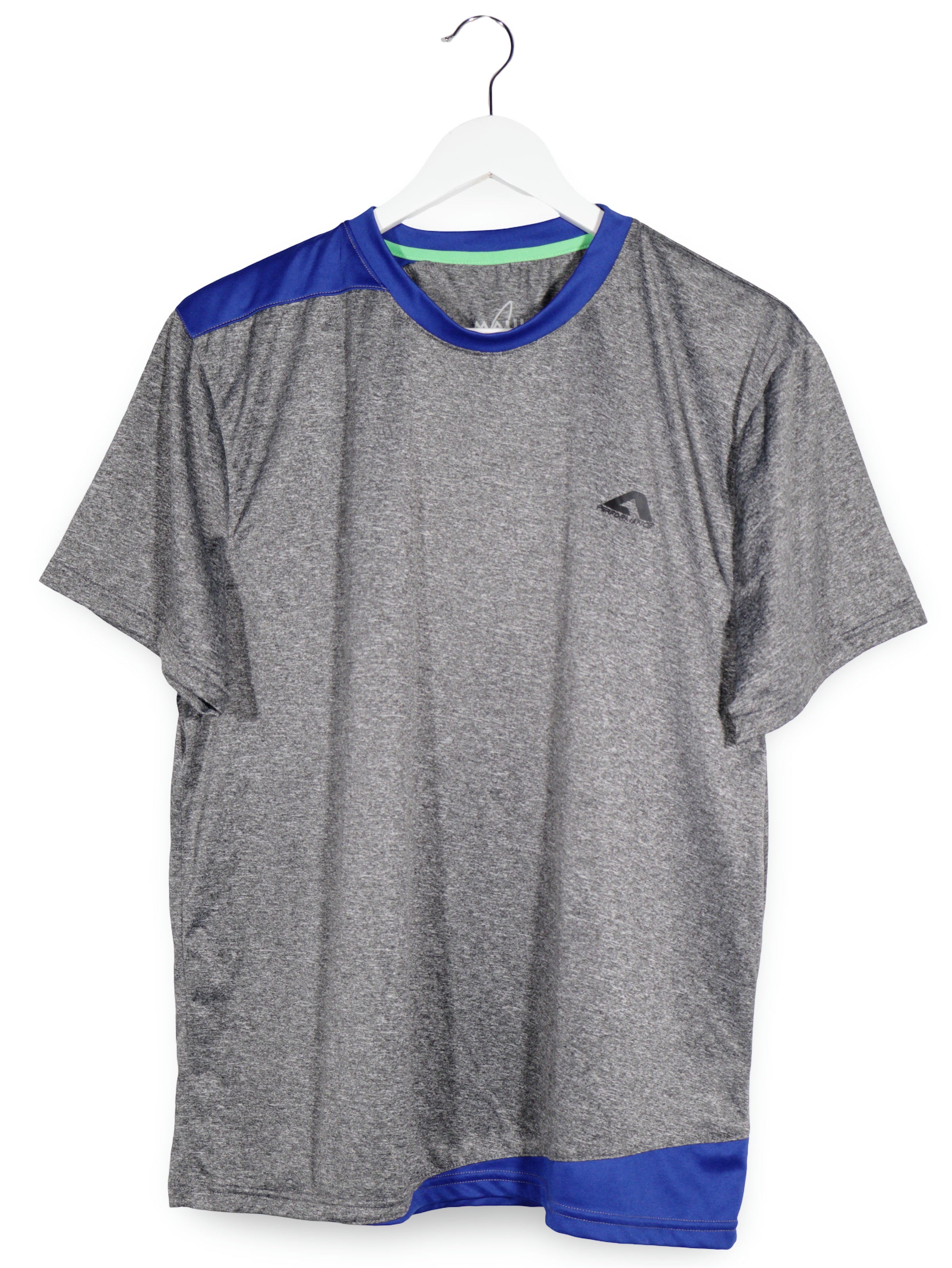 Tricou MAUI SPORTS gri cu albastru mărime L vedere din față second-hand premium
