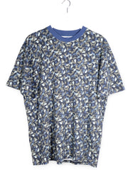 Tricou Marc O'Polo bleumarin cu imprimeu vegetal bej, alb si albastru mărime XXL vedere din față second-hand premium
