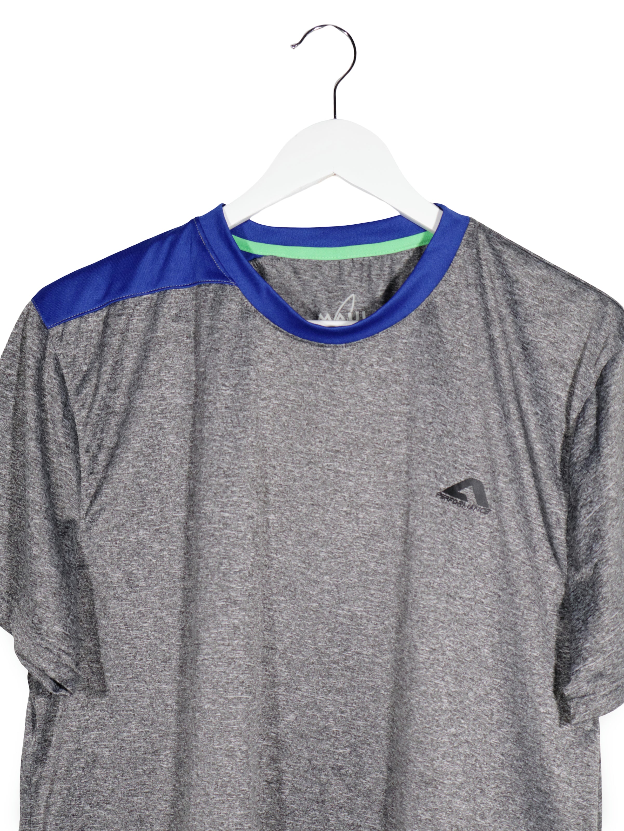 Tricou MAUI SPORTS gri cu albastru mărime L detaliu material și croială second-hand premium
