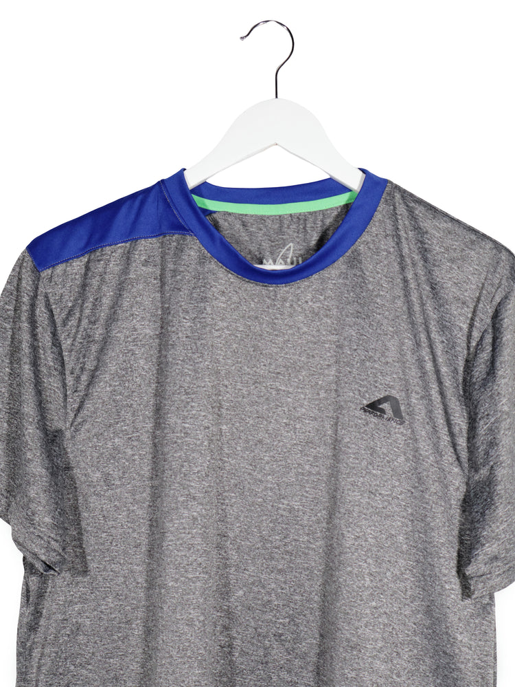 Tricou MAUI SPORTS gri cu albastru mărime L detaliu material și croială second-hand premium