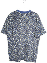 Tricou Marc O'Polo bleumarin cu imprimeu vegetal bej, alb si albastru mărime XXL vedere din spate second-hand premium