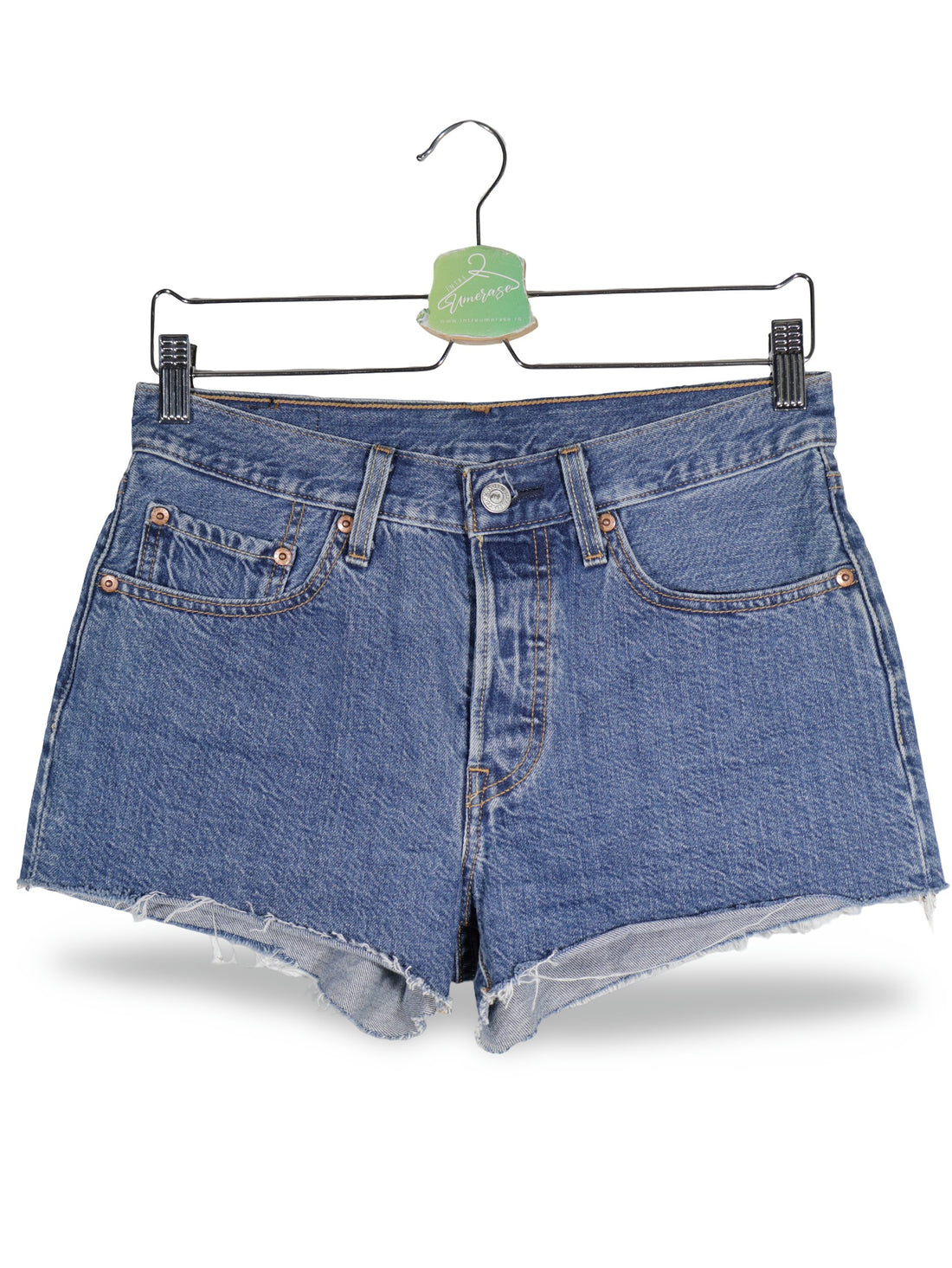 Blugi scurti Levi's albastru mărime S vedere din față second-hand premium