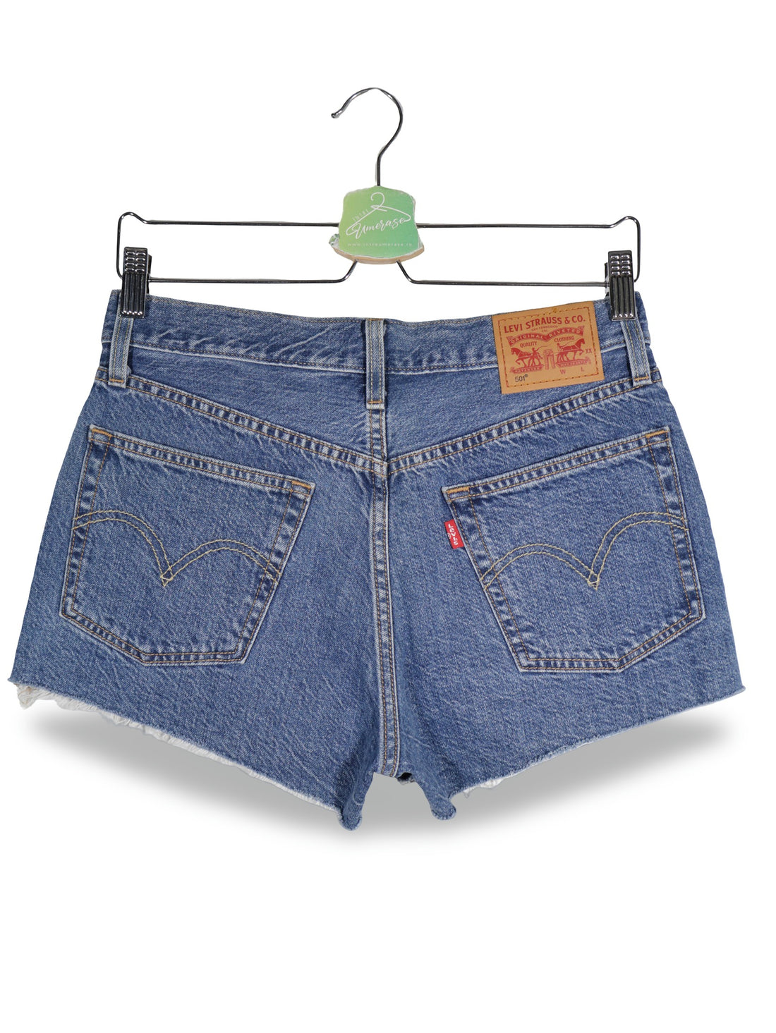 Blugi scurti Levi's albastru mărime S vedere din spate second-hand premium