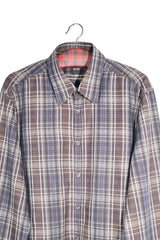 Cămașă - Hugo Boss maro cu carouri fine din bumbac – XL – Bărbați - detaliu