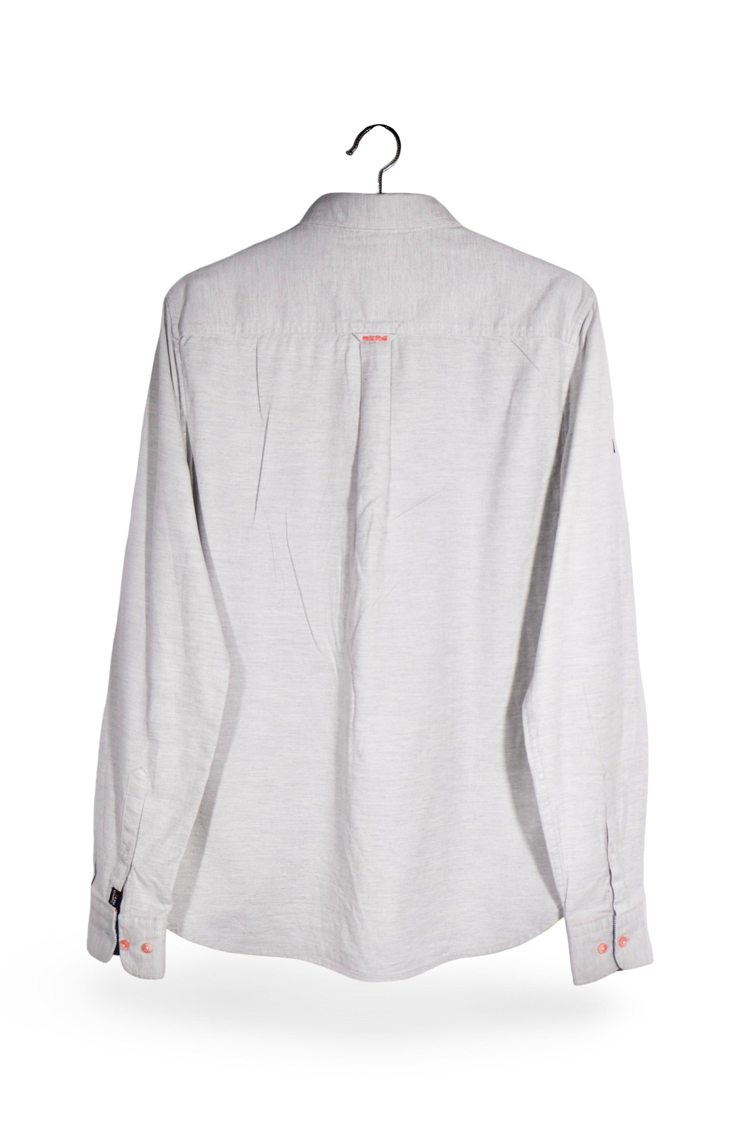 Cămașă - Superdry gri deschis din bumbac cu croială regular fit – S – Bărbați - spate