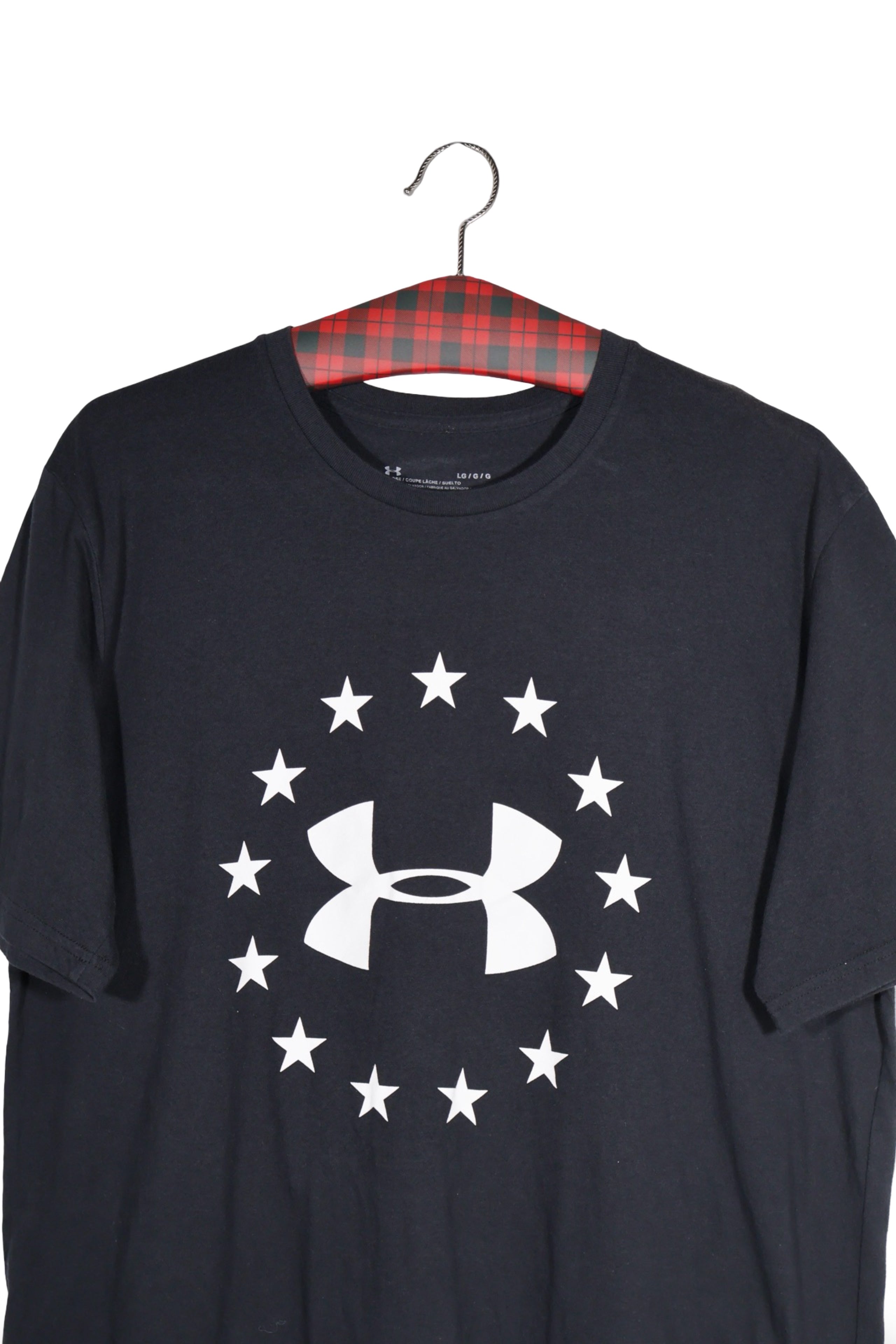 Tricou - Under Armour negru din material tehnic cu logo frontal supradimensionat – L – Bărbați - detaliu
