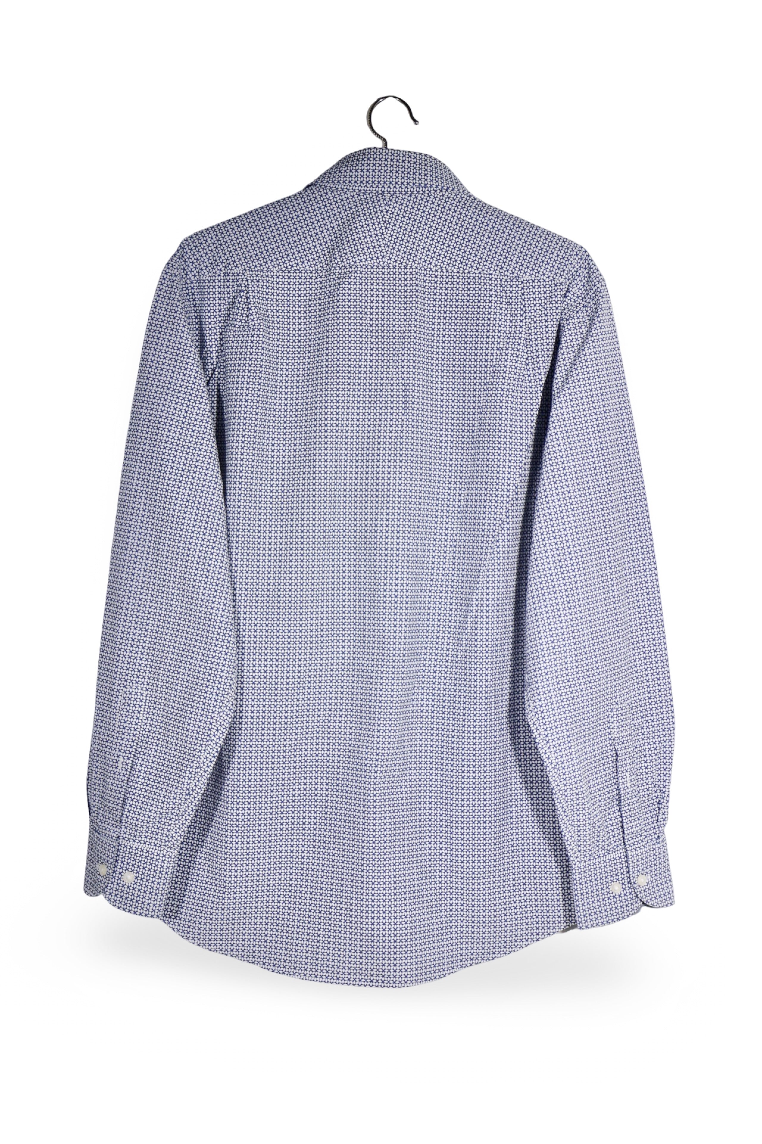 Cămașă - CHARLES TYRWHITT alb-albastră din bumbac cu microimprimeu geometric – L – Bărbați - spate