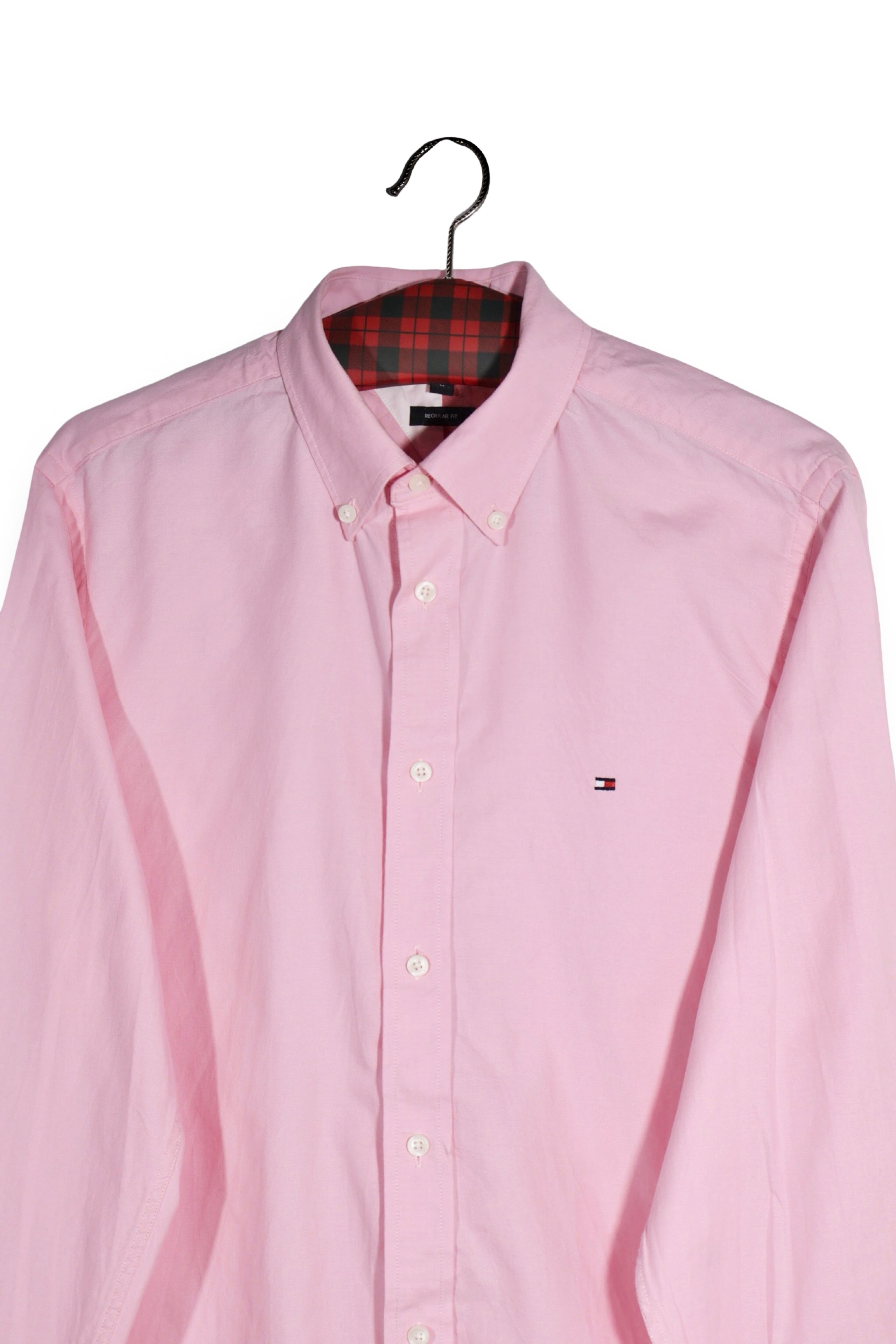 Cămașă - Tommy Hilfiger roz pal din bumbac cu croială regular fit – M – Bărbați - detaliu