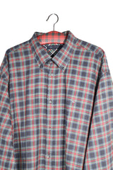 Cămașă - Tommy Hilfiger gri din bumbac in carouri multicolore – 4XL+ – Bărbați - detaliu